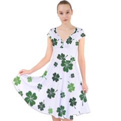 St Patricks Day Pattern Cap Sleeve Front Wrap Midi Dress by Valentinaart