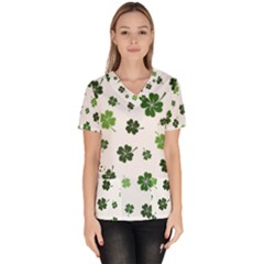 St Patricks Day Pattern Women s V-neck Scrub Top by Valentinaart