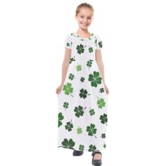 St Patricks Day Pattern Kids  Short Sleeve Maxi Dress by Valentinaart