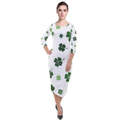 St Patricks Day Pattern Quarter Sleeve Midi Velour Bodycon Dress by Valentinaart