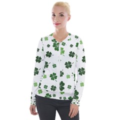 St Patricks Day Pattern Velour Zip Up Jacket by Valentinaart