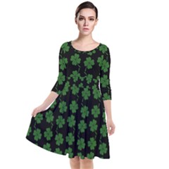 St Patricks Day Quarter Sleeve Waist Band Dress by Valentinaart