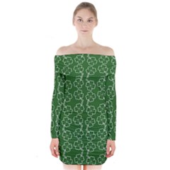 St Patricks Day Long Sleeve Off Shoulder Dress by Valentinaart