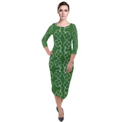 St Patricks Day Quarter Sleeve Midi Velour Bodycon Dress by Valentinaart