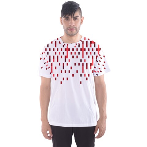 Red And White Matrix Patterned Design Men s Sports Mesh Tee by dflcprintsclothing