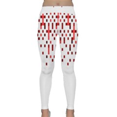 Red And White Matrix Patterned Design Classic Yoga Leggings by dflcprintsclothing