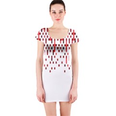 Red And White Matrix Patterned Design Short Sleeve Bodycon Dress by dflcprintsclothing