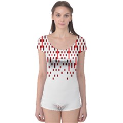 Red And White Matrix Patterned Design Boyleg Leotard  by dflcprintsclothing