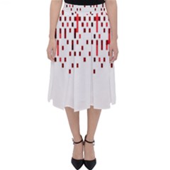 Red And White Matrix Patterned Design Classic Midi Skirt by dflcprintsclothing