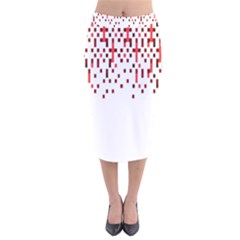 Red And White Matrix Patterned Design Velvet Midi Pencil Skirt by dflcprintsclothing