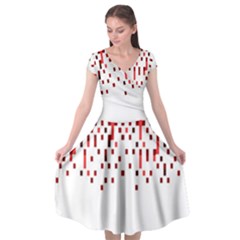 Red And White Matrix Patterned Design Cap Sleeve Wrap Front Dress by dflcprintsclothing