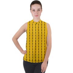 Digital Stars Mock Neck Chiffon Sleeveless Top