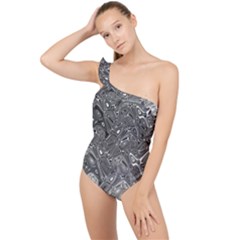 Grey Glow Cartisia Frilly One Shoulder Swimsuit