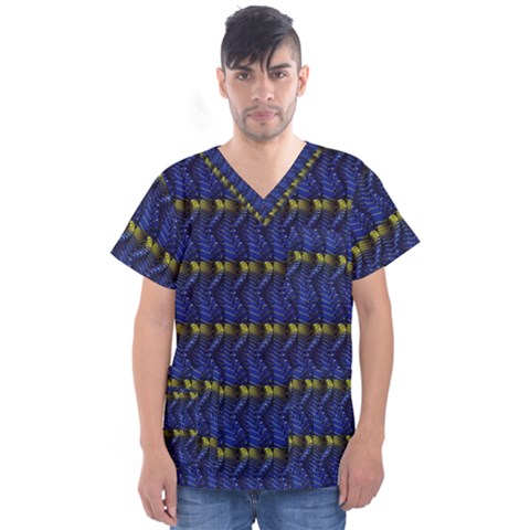 Blue Illusion Men s V-neck Scrub Top by Sparkle