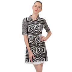 Optical Illusion Belted Shirt Dress by Sparkle