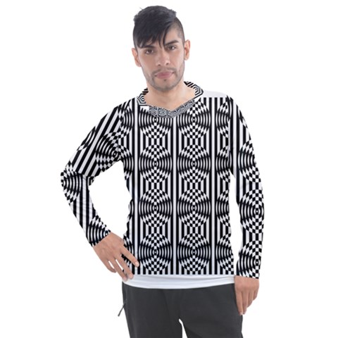 Optical Illusion Men s Pique Long Sleeve Tee by Sparkle