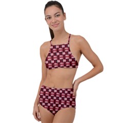 Red Kalider High Waist Tankini Set