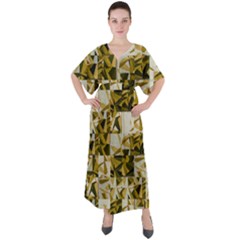 Random Design V-neck Boho Style Maxi Dress by Sparkle