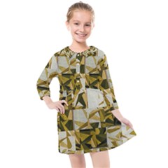 Array Random Gold Kids  Quarter Sleeve Shirt Dress by Sparkle