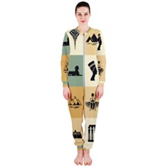 Egyptian Flat Style Icons Onepiece Jumpsuit (ladies)  by Wegoenart