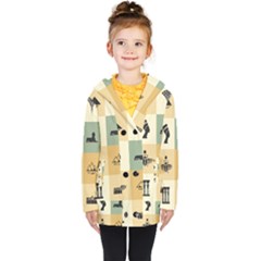 Egyptian Flat Style Icons Kids  Double Breasted Button Coat by Wegoenart