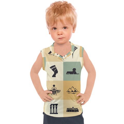 Egyptian Flat Style Icons Kids  Sport Tank Top by Wegoenart