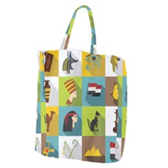 Egypt Travel Items Icons Set Flat Style Giant Grocery Tote by Wegoenart