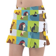 Egypt Travel Items Icons Set Flat Style Tennis Skorts by Wegoenart