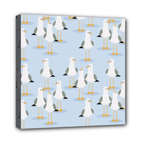 Cute Seagulls Seamless Pattern Light Blue Background Mini Canvas 8  x 8  (Stretched)