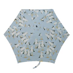Cute Seagulls Seamless Pattern Light Blue Background Mini Folding Umbrellas