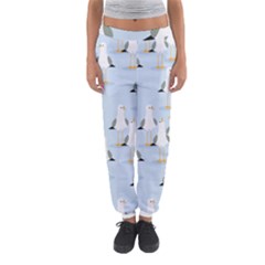 Cute Seagulls Seamless Pattern Light Blue Background Women s Jogger Sweatpants