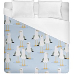 Cute Seagulls Seamless Pattern Light Blue Background Duvet Cover (King Size)