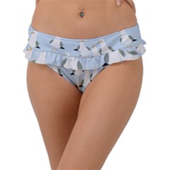 Cute Seagulls Seamless Pattern Light Blue Background Frill Bikini Bottom