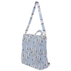 Cute Seagulls Seamless Pattern Light Blue Background Crossbody Backpack