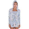 Cute Seagulls Seamless Pattern Light Blue Background Long Sleeve Hooded T-shirt View1