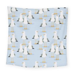 Cute Seagulls Seamless Pattern Light Blue Background Square Tapestry (Large)