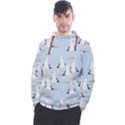 Cute Seagulls Seamless Pattern Light Blue Background Men s Pullover Hoodie View1