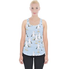 Cute Seagulls Seamless Pattern Light Blue Background Piece Up Tank Top