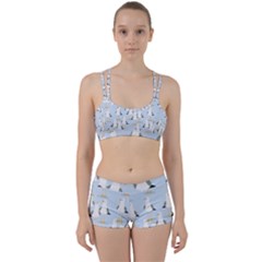 Cute Seagulls Seamless Pattern Light Blue Background Perfect Fit Gym Set