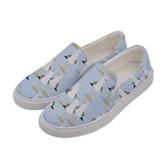 Cute Seagulls Seamless Pattern Light Blue Background Women s Canvas Slip Ons