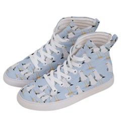 Cute Seagulls Seamless Pattern Light Blue Background Men s Hi-Top Skate Sneakers