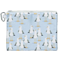 Cute Seagulls Seamless Pattern Light Blue Background Canvas Cosmetic Bag (XXL)