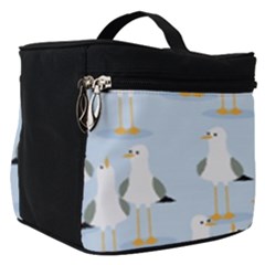 Cute Seagulls Seamless Pattern Light Blue Background Make Up Travel Bag (Small)