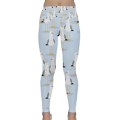 Cute Seagulls Seamless Pattern Light Blue Background Lightweight Velour Classic Yoga Leggings