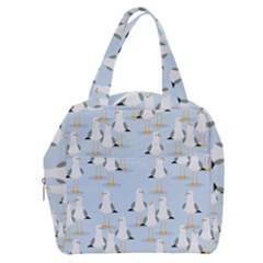 Cute Seagulls Seamless Pattern Light Blue Background Boxy Hand Bag