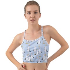 Cute Seagulls Seamless Pattern Light Blue Background Mini Tank Bikini Top