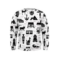 Dark Seamless Pattern Symbols Landmarks Signs Egypt Kids  Sweatshirt