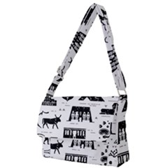 Dark Seamless Pattern Symbols Landmarks Signs Egypt Full Print Messenger Bag (S)