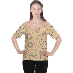 Egyptian Seamless Pattern Symbols Landmarks Signs Egypt Cutout Shoulder Tee