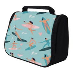 Beach Surfing Surfers With Surfboards Surfer Rides Wave Summer Outdoors Surfboards Seamless Pattern Full Print Travel Pouch (small)